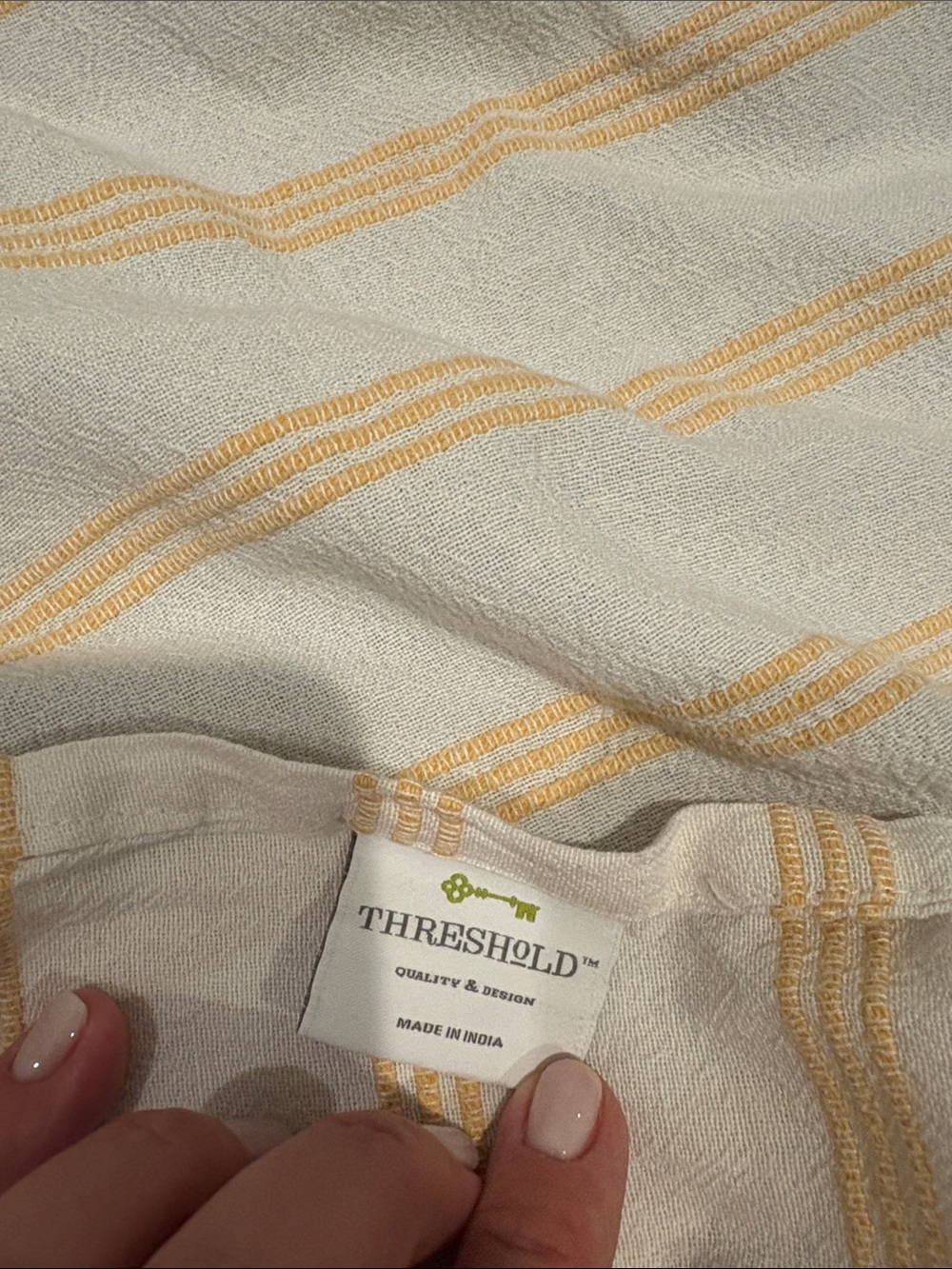 FREE in any bundle Threshold Cream table linen with Pale Yellow Stripe Accent